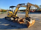 2018 Caterpillar 305E2 crawler excavator, rear three-quarter view