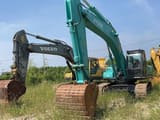 2018 Kobelco SK350D crawler excavator, front three-quarter view