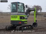 2024 Zoomlion ZE26GU Mini Excavator from the rear three-quarter view, highlighting the lime green engine cover.