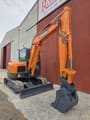2020 Doosan DX62R-3 mini excavator, front three-quarter view