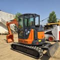 2023 Hitachi ZX55 mini excavator, rear three-quarter view