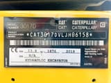 2018 Caterpillar 301.7D mini excavator identification plate