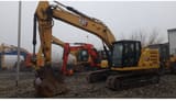 2021 Caterpillar 320-07 crawler excavator, front three-quarter view