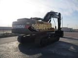 2023 Hyundai HX360L Crawler Excavator showing the rear counterweight with visible model markings and tracks.