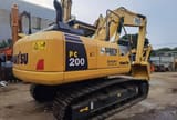 2023 Komatsu PC200 crawler excavator, rear three-quarter view