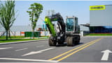 2025 Zoomlion ZE150WG Wheel Excavator with its boom and arm retracted, showing the compact profile of the machine.