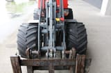 2009 Giant D 335 T mini excavator, front view of loader arm and fork attachment