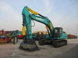 2024 Sunward SWE400E-3H Excavator with a large black digging bucket and protective yellow covers on the hydraulic cylinders.