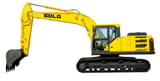 2025 SDLG E6215H Crawler Excavator with a standard digging bucket and visible model markings on the side.