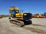 2011 JCB JS210LC crawler excavator, rear three-quarter view