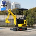 2026 Rippa R319 Mini Excavator with yellow boom and bucket extended forward, showing the R319 model decal.