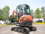 2025 Müller Machinery MB 25 PLUS-VKSH Mini Excavator from the rear, showcasing the counterweight and engine compartment details.