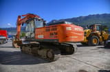 2008 Hitachi Zaxis 350LCN crawler excavator, rear three-quarter view