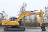 2023 XCMG XE260E Crawler Excavator side view, highlighting the undercarriage and track assembly.