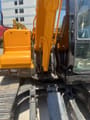 2021 Hyundai R80-7 excavator, close-up of cab and boom base
