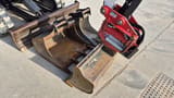2020 Bobcat E26 mini excavator bucket and tilt coupler detail