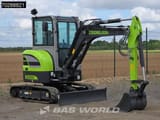 2024 Zoomlion ZE35GU Mini Excavator with a gray body and a prominent lime green engine cover.