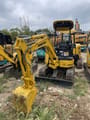 2022 Komatsu PC20MR-3 mini excavator, front three-quarter view