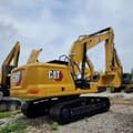 2017 Caterpillar 330GC crawler excavator, rear three-quarter view