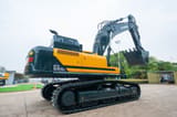 2026 Hyundai HX505L Crawler Excavator from the rear, highlighting the model number HX505L on the counterweight.