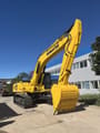 2023 Komatsu PC350 crawler excavator, front three-quarter view