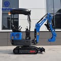 2026 Rippa R10 ECO Mini Excavator from the left side, showing the full length of its blue boom and arm.