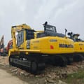 Komatsu PC450 crawler excavator, rear three-quarter view