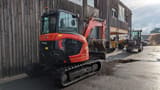 2021 Kubota U50-5 mini excavator, three-quarter front view