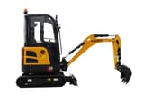 2024 Yuchai U20 Mini Excavator showing a full side profile of the black body and yellow boom with a digging bucket.