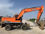 Doosan DX210W wheel excavator, side profile view