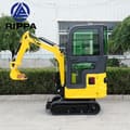 2026 Rippa R319 Mini Excavator from the right side, highlighting the yellow body panels and dark grey engine compartment.