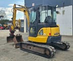 2014 Komatsu PC-55MR mini excavator, three-quarter view