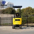 2026 Rippa R319 Mini Excavator rear view, highlighting the black tracks and yellow counterweight.
