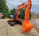 Hitachi ZX50U mini excavator, front three-quarter view