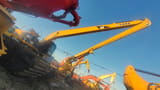 2019 Caterpillar 320C amphibious excavator, side view