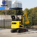 2026 Rippa R319 Mini Excavator front three-quarter view, showing the yellow boom and bucket retracted.
