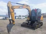 2022 Sany SY75C mini excavator, front three-quarter view