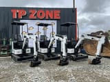 JPC KV12 mini excavator, front three-quarter view