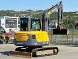 2019 Volvo EC55 mini excavator, front three-quarter view