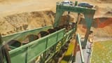 1996 ROHR KS 110 amphibious excavator, high-angle view of bucket chain system