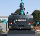 Sunward SWE155FW wheel excavator, rear view