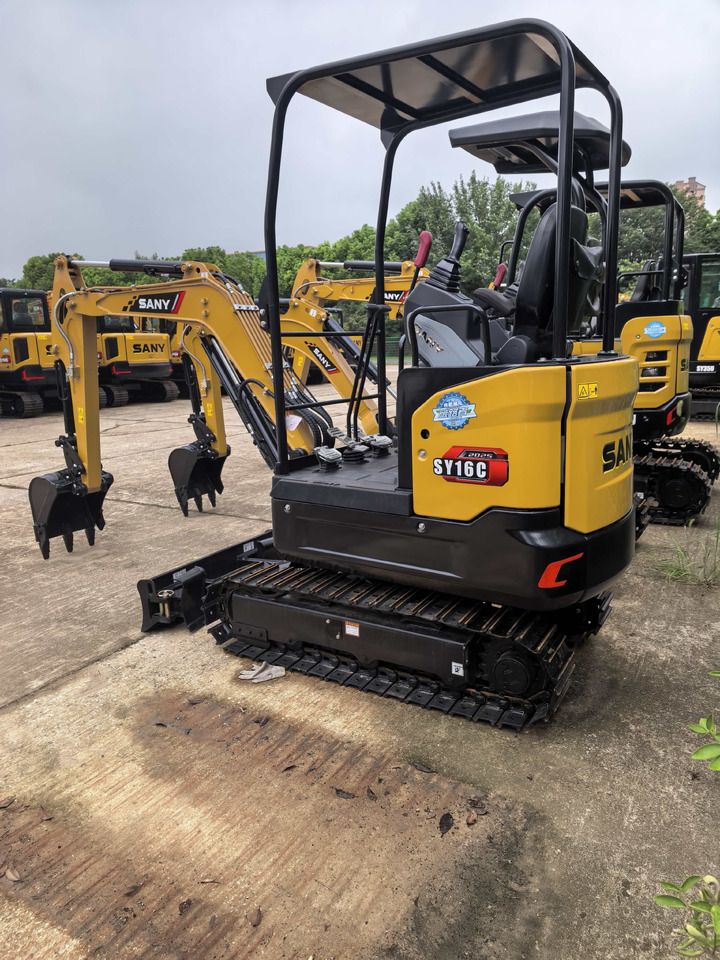 Sany SY16C mini excavator, rear three-quarter view