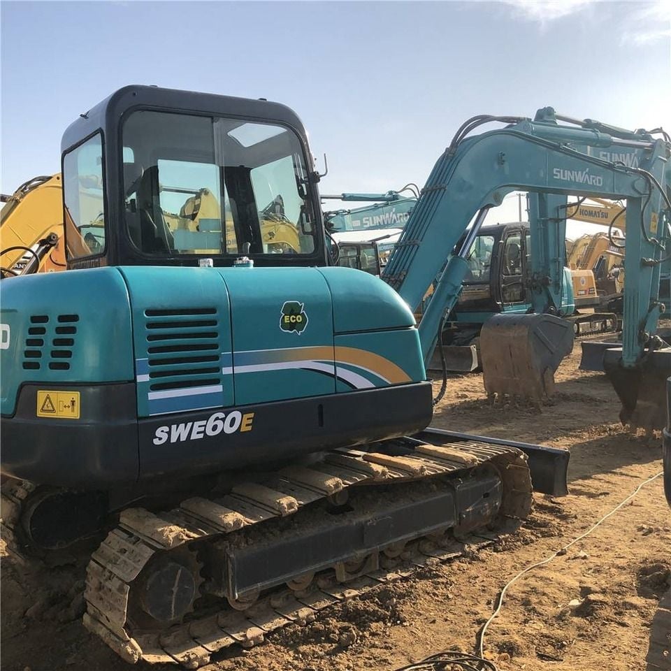 2024 Sunward SWE60E mini excavator, rear three-quarter view