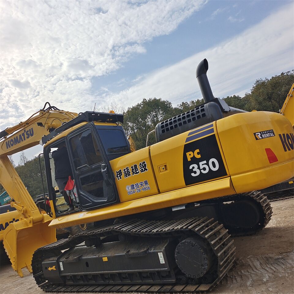 2022 Komatsu PC350-7 crawler excavator, rear three-quarter view