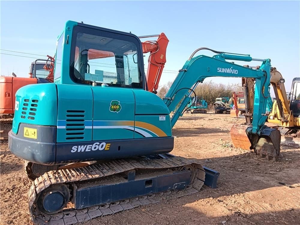 2024 Sunward SWE60E mini excavator, rear three-quarter view