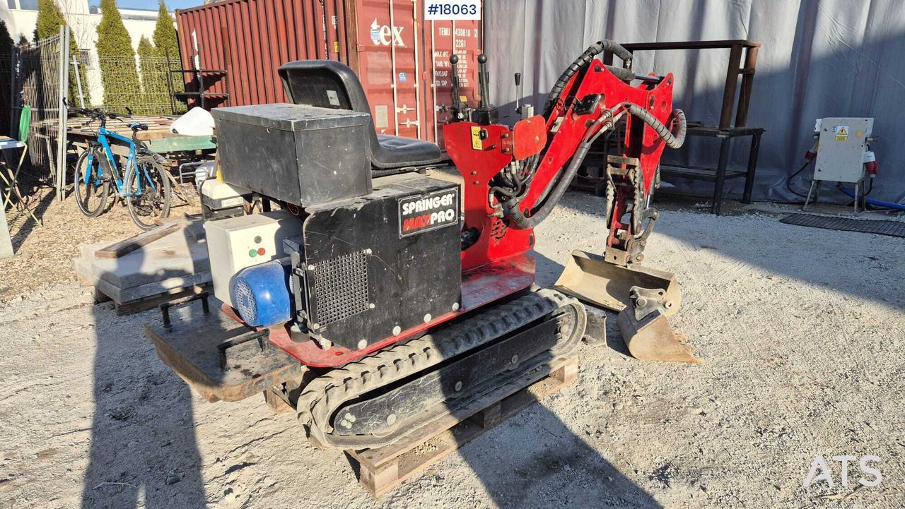 2020 Springer MAX PRO-E mini excavator, rear three-quarter view