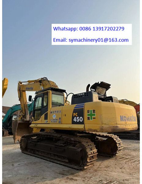 2019 Komatsu PC450-8 crawler excavator, rear three-quarter view