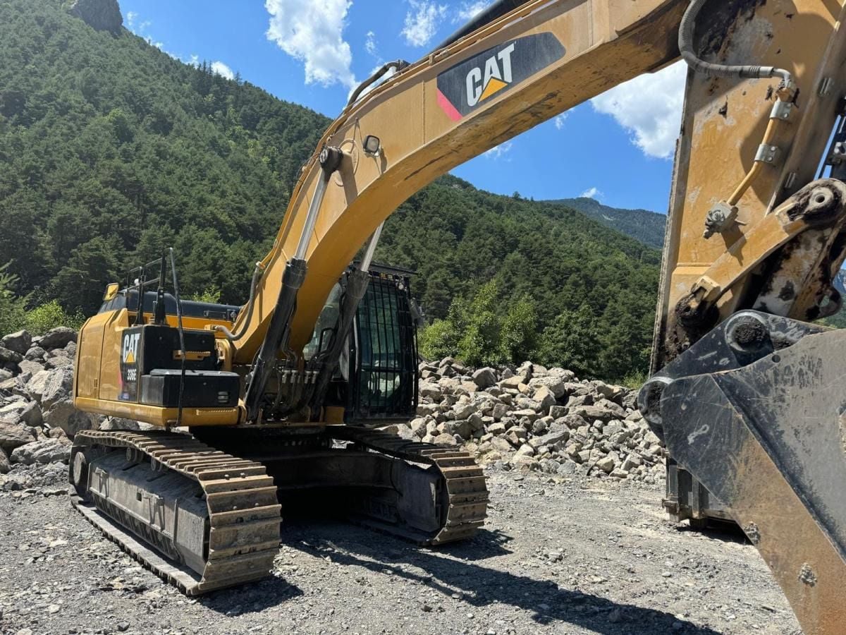 2012 Caterpillar 336E crawler excavator, rear three-quarter view