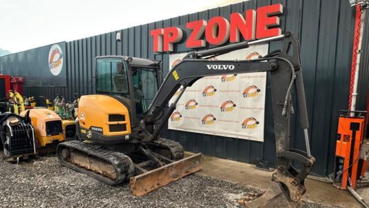 2020 Volvo ECR50D mini excavator, front three-quarter view