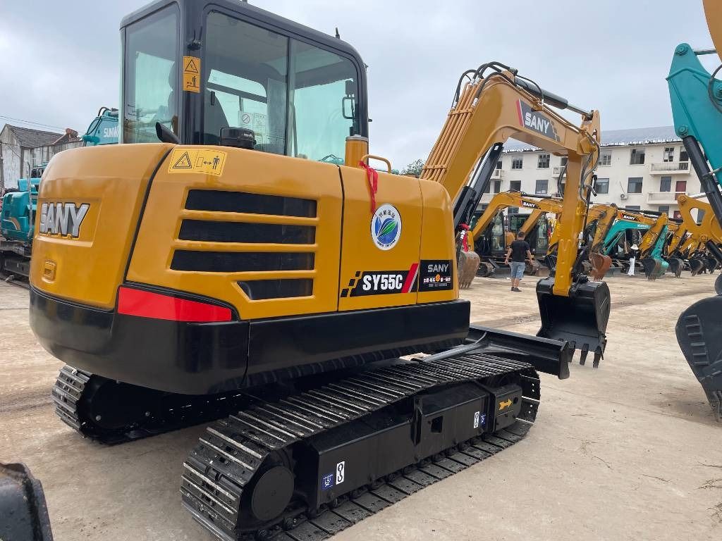 2023 Sany SY55C mini excavator, rear three-quarter view